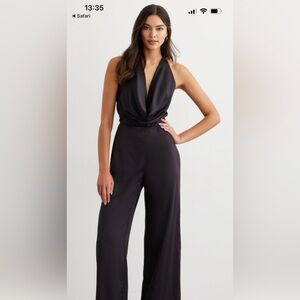 Dynamite satin halter cowl neck jumpsuit